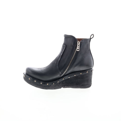 A.S. 98 Peers Womens Black Leather Zipper Casual Dress Boots