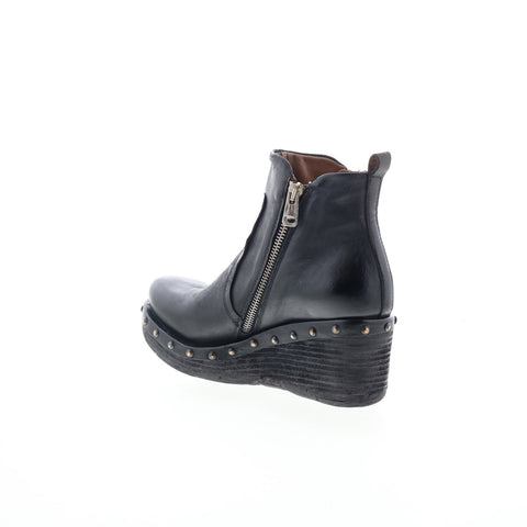 A.S. 98 Peers Womens Black Leather Zipper Casual Dress Boots