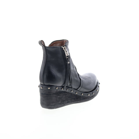 A.S. 98 Peers Womens Black Leather Zipper Casual Dress Boots