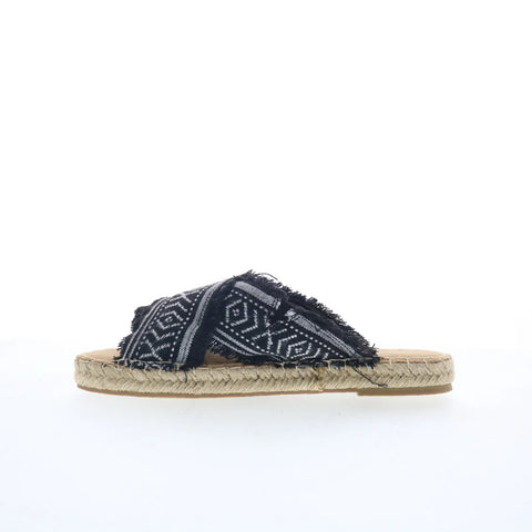 Minnetonka Pepper 518001 Womens Black Synthetic Slip On Slides Sandals Shoes