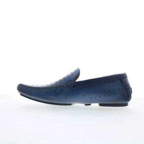 Mezlan Perforated Patina Calf 26777 Mens Blue Loafers & Slip Ons Casual Shoes