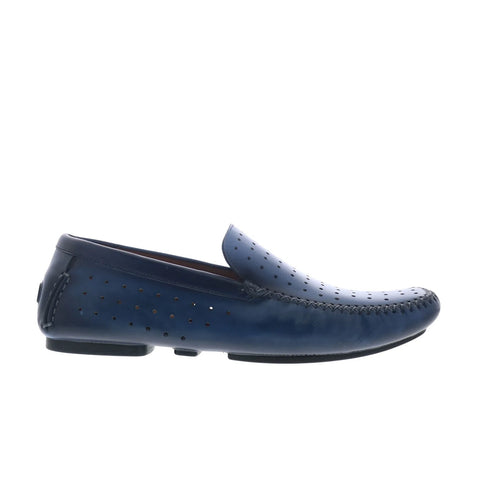 Mezlan Perforated Patina Calf 26777 Mens Blue Loafers & Slip Ons Casual Shoes