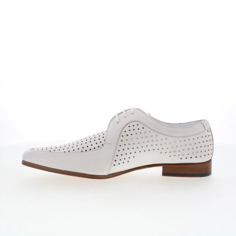 Mezlan Perforated Plain Toe Mens White Oxfords & Lace Ups Casual Shoes