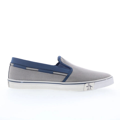 Original Penguin Petey Stripe Slip On Mens Gray Lifestyle Sneakers Shoes