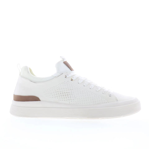 Steve Madden Phantm Mens White Leather Lace Up Lifestyle Sneakers Shoes
