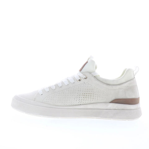 Steve Madden Phantm Mens White Leather Lace Up Lifestyle Sneakers Shoes