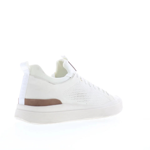 Steve Madden Phantm Mens White Leather Lace Up Lifestyle Sneakers Shoes