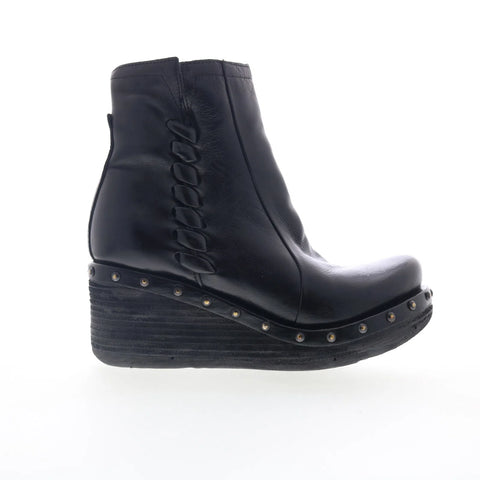 A.S. 98 Placid B13206-101-6002 Womens Black Leather Ankle & Booties Boots