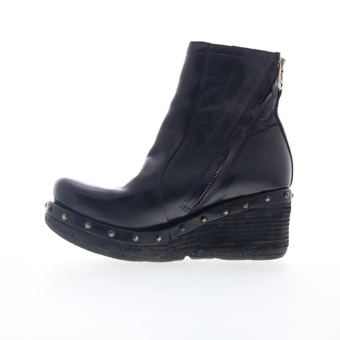A.S. 98 Placid B13206-101-6002 Womens Black Leather Ankle & Booties Boots