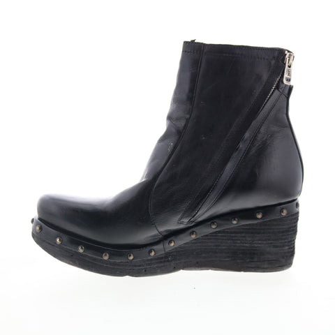 A.S. 98 Placid Womens Black Leather Zipper Ankle & Booties Boots
