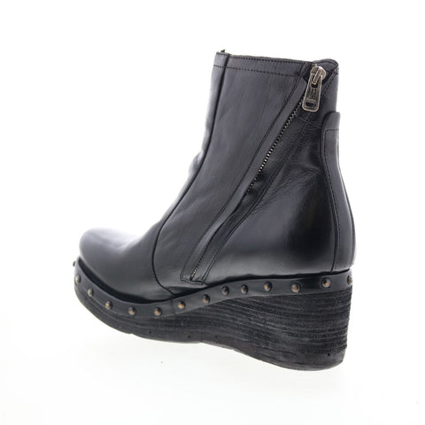 A.S. 98 Placid Womens Black Leather Zipper Ankle & Booties Boots