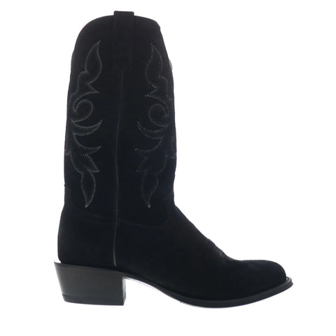 Tony Lama Plano 12" Suede Round Toe Mens Black Wide Cowboy Western Boots