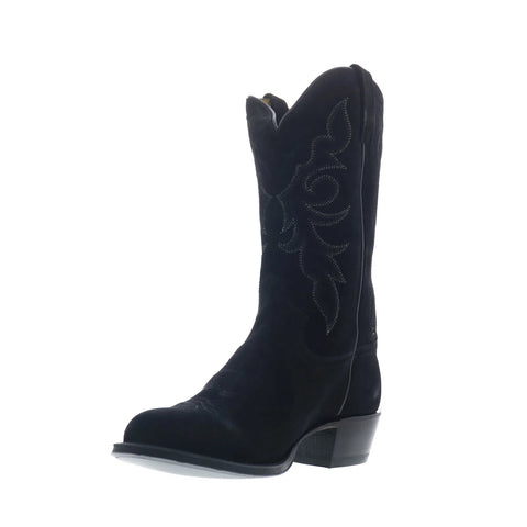 Tony Lama Plano 12" Suede Round Toe Mens Black Wide Cowboy Western Boots