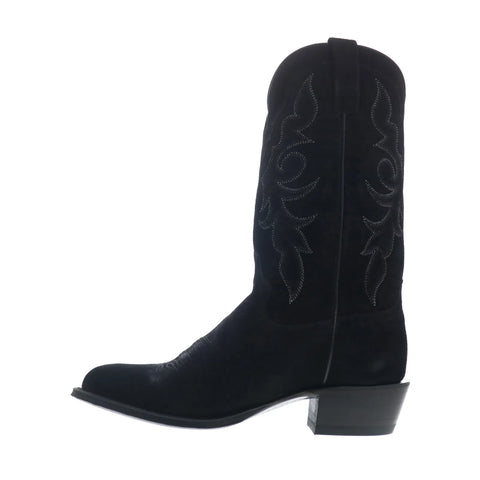 Tony Lama Plano 12" Suede Round Toe Mens Black Wide Cowboy Western Boots