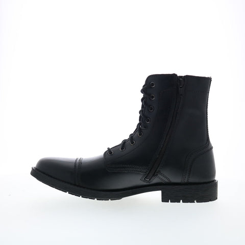 Steve Madden P-Mavrik Mens Black Leather Lace Up Casual Dress Boots