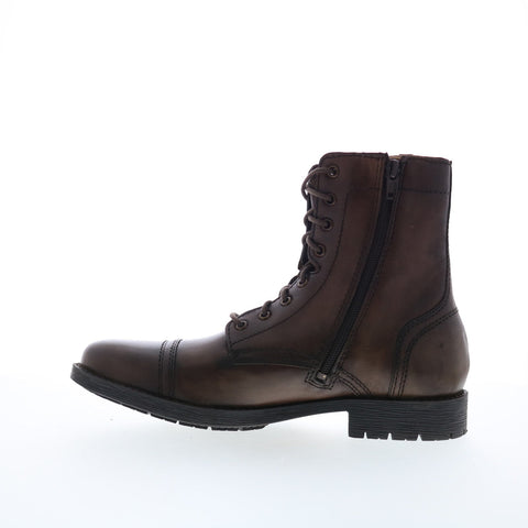 Steve Madden P-Mavrik Mens Brown Leather Lace Up Casual Dress Boots