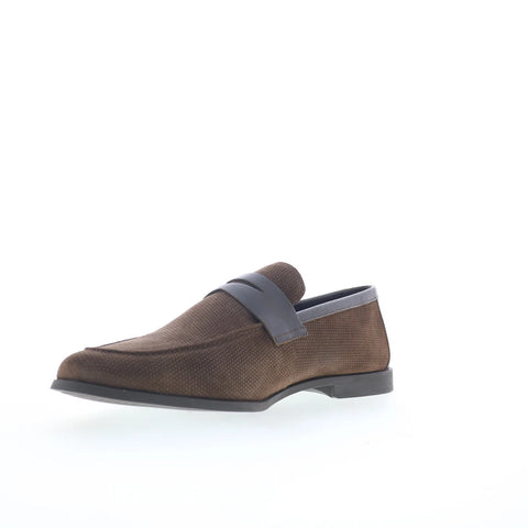 Steve Madden Pomona Mens Brown Suede Loafers & Slip Ons Penny Shoes