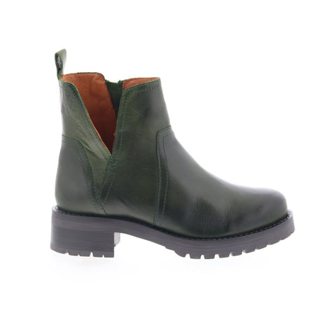 Miz Mooz Poolie Womens Green Leather Zipper Ankle & Booties Boots