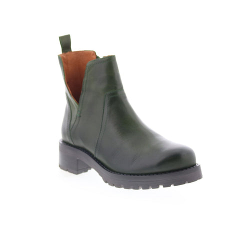 Miz Mooz Poolie Womens Green Leather Zipper Ankle & Booties Boots