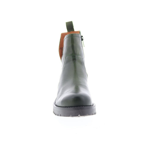 Miz Mooz Poolie Womens Green Leather Zipper Ankle & Booties Boots