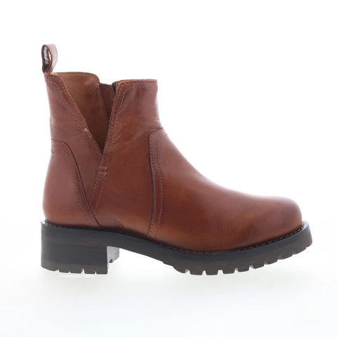 Miz Mooz Poolie Womens Brown Leather Zipper Casual Dress Boots
