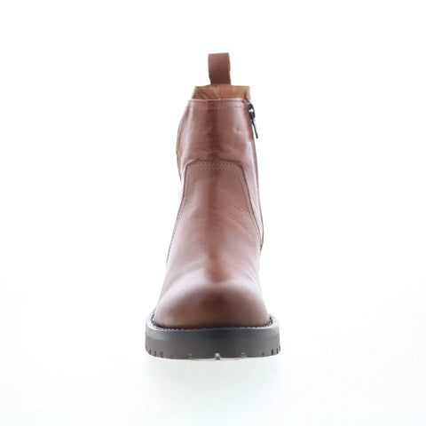 Miz Mooz Poolie Womens Brown Leather Zipper Casual Dress Boots