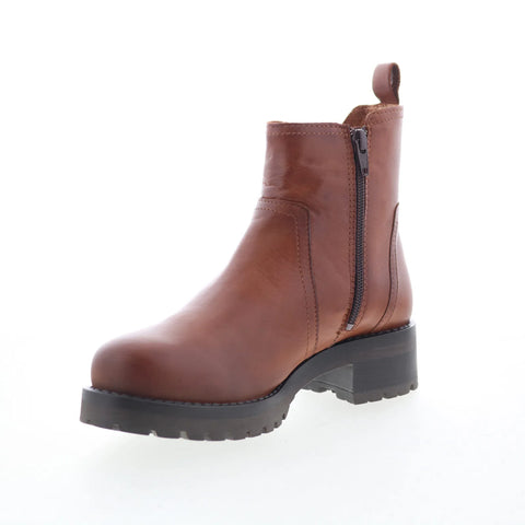 Miz Mooz Poolie Womens Brown Leather Zipper Casual Dress Boots