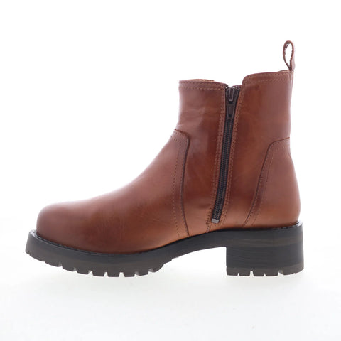 Miz Mooz Poolie Womens Brown Leather Zipper Casual Dress Boots