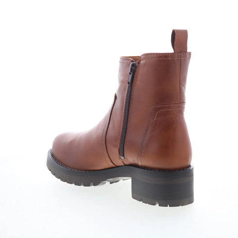 Miz Mooz Poolie Womens Brown Leather Zipper Casual Dress Boots