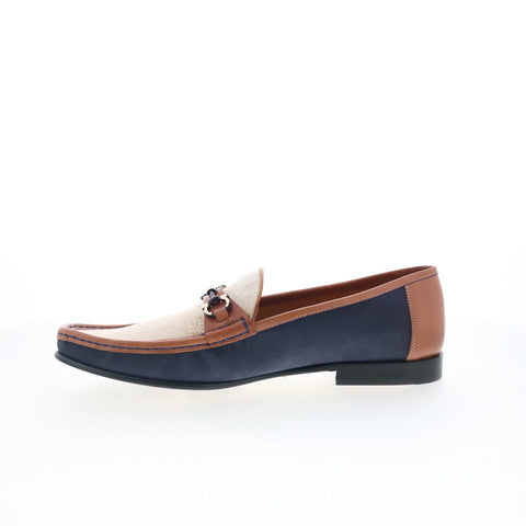 Mezlan Postino 7446 Mens Blue Leather Loafers & Slip Ons Casual Shoes