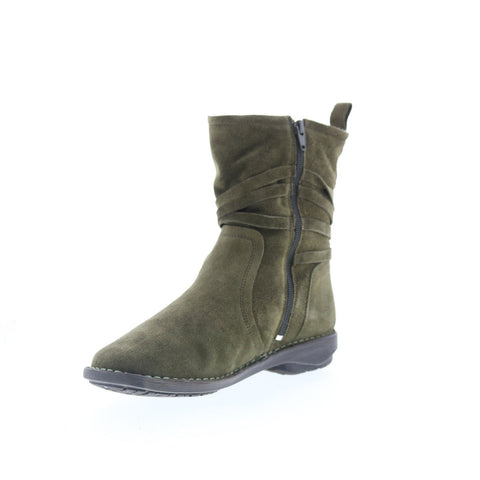 Miz Mooz Prance Womens Green Suede Zipper Casual Dress Boots