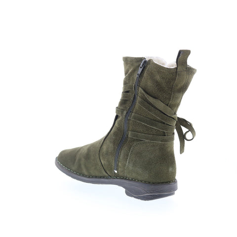 Miz Mooz Prance Womens Green Suede Zipper Casual Dress Boots