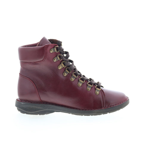 Miz Mooz Prentiss Womens Burgundy Leather Lace Up Casual Dress Boots