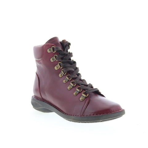 Miz Mooz Prentiss Womens Burgundy Leather Lace Up Casual Dress Boots