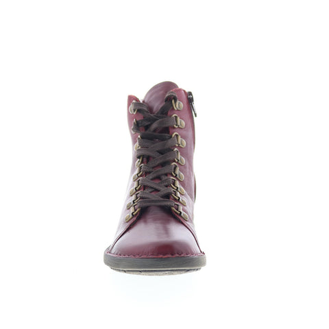 Miz Mooz Prentiss Womens Burgundy Leather Lace Up Casual Dress Boots