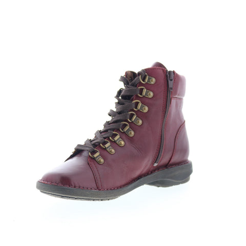 Miz Mooz Prentiss Womens Burgundy Leather Lace Up Casual Dress Boots