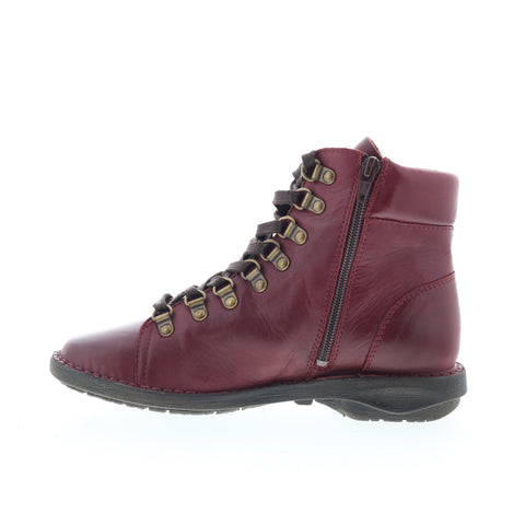 Miz Mooz Prentiss Womens Burgundy Leather Lace Up Casual Dress Boots