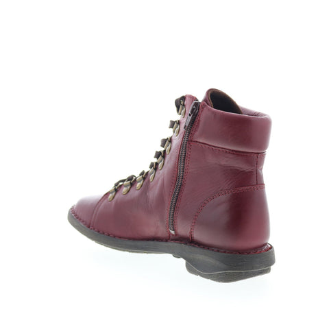 Miz Mooz Prentiss Womens Burgundy Leather Lace Up Casual Dress Boots