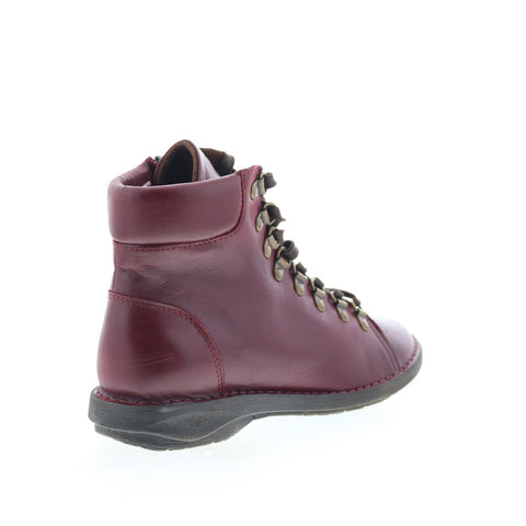 Miz Mooz Prentiss Womens Burgundy Leather Lace Up Casual Dress Boots