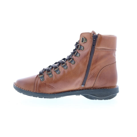 Miz Mooz Prentiss Womens Brown Leather Lace Up Casual Dress Boots