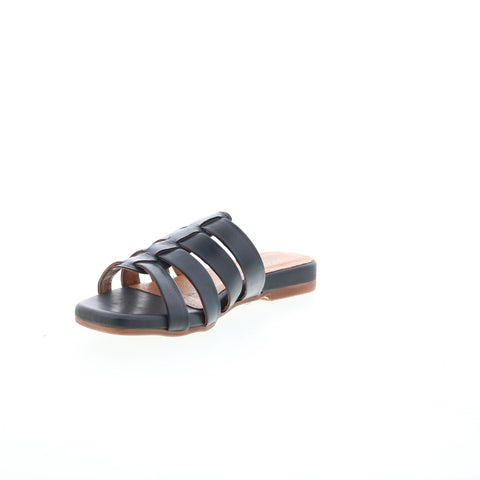 Miz Mooz Preppy Womens Black Leather Slip On Slides Sandals Shoes