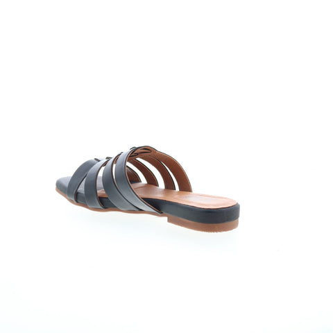 Miz Mooz Preppy Womens Black Leather Slip On Slides Sandals Shoes