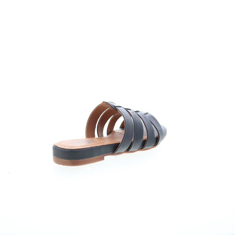 Miz Mooz Preppy Womens Black Leather Slip On Slides Sandals Shoes