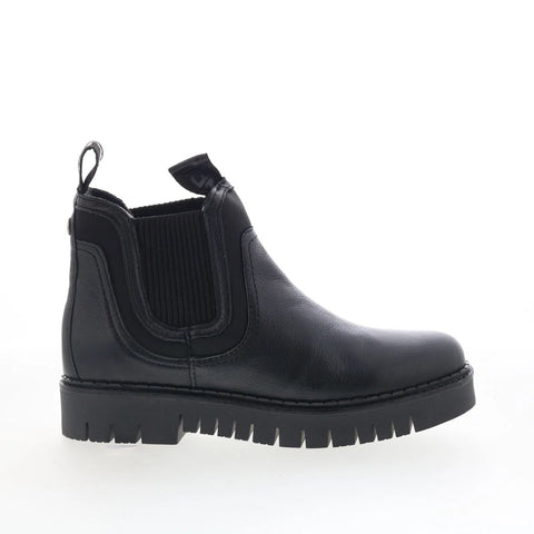 Pajar Prian 79884 Womens Black Leather Slip On Ankle & Booties Boots