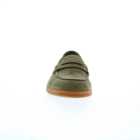 Di Bianco Procida Suede Mens Green Suede Loafers & Slip Ons Penny Shoes
