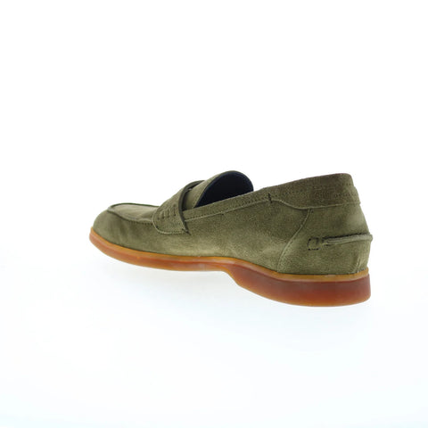 Di Bianco Procida Suede Mens Green Suede Loafers & Slip Ons Penny Shoes