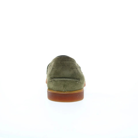Di Bianco Procida Suede Mens Green Suede Loafers & Slip Ons Penny Shoes