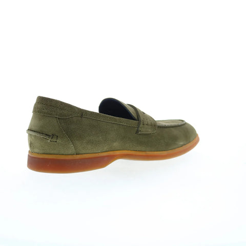 Di Bianco Procida Suede Mens Green Suede Loafers & Slip Ons Penny Shoes