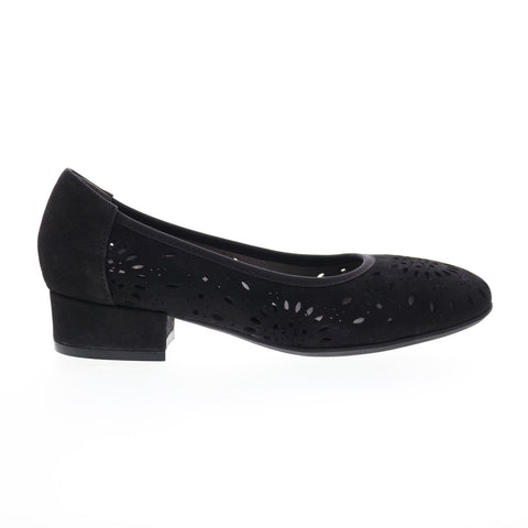 David Tate Proud Womens Black Nubuck Slip On Pumps Heels Shoes