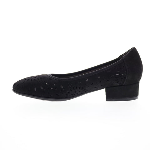 David Tate Proud Womens Black Nubuck Slip On Pumps Heels Shoes